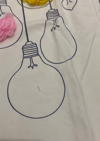 Kız Çocuk Beyaz Pamuklu Kısa Kollu Baskılı Tişört - Görsel 5