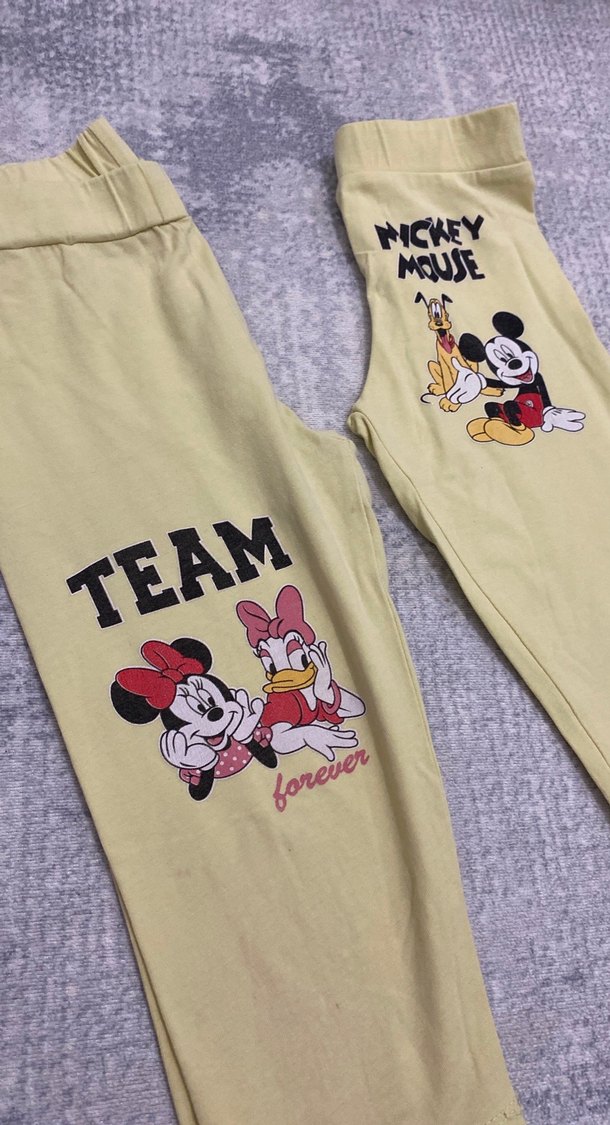 Kız Çocuk Sarı Baskılı Tayt Mickey Mouse - Görsel 2