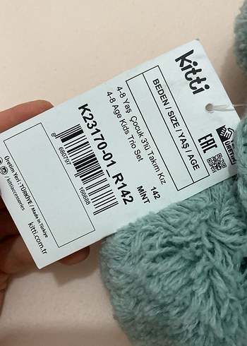 Kitti Gri Örgü Çocuk Atkı Bere Eldiven Seti - Görsel 2