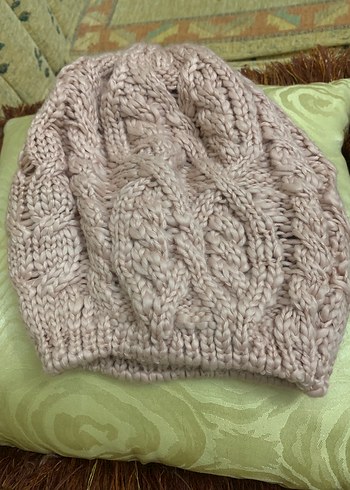 Bej Bohem Örgü Kadın Bere - Görsel 2