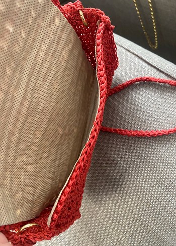 Kırmızı Örgü Kadın Çapraz Çanta - Görsel 5