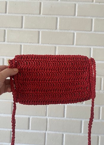 Kırmızı Örgü Kadın Çapraz Çanta - Görsel 3