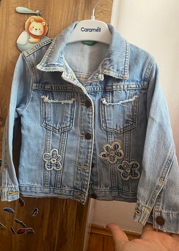 Nakışlı Mavi Kız Çocuk Denim Ceket - Görsel 2