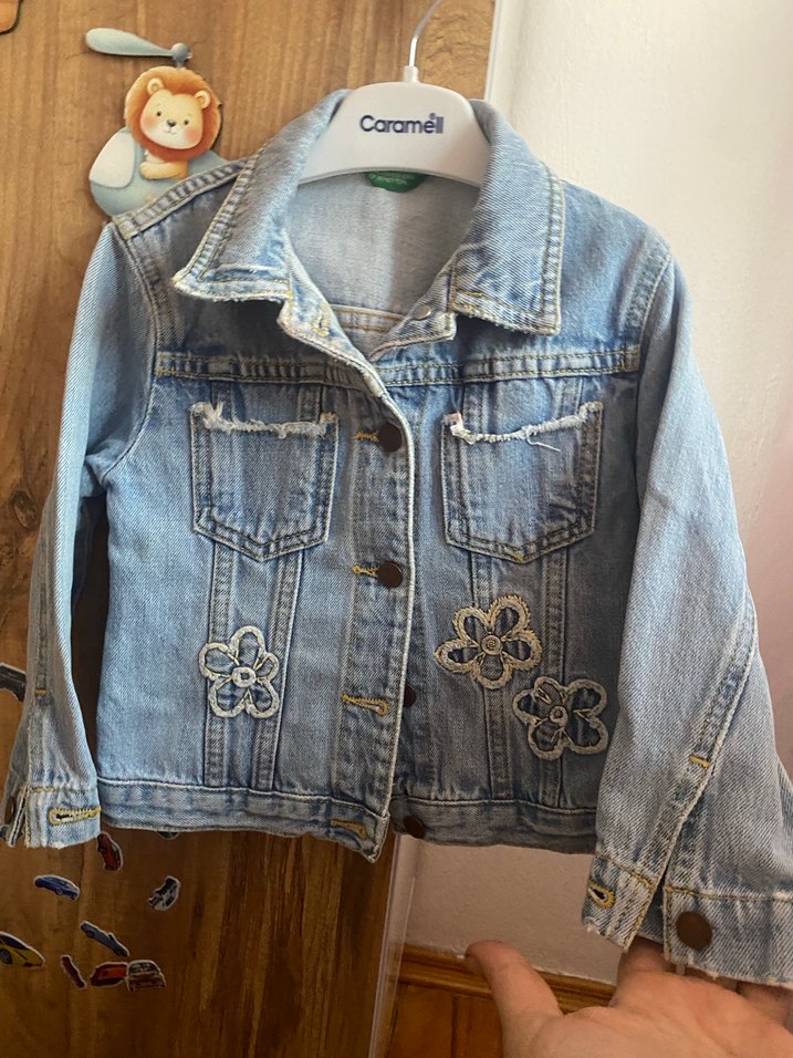Nakışlı Mavi Kız Çocuk Denim Ceket - Görsel 2