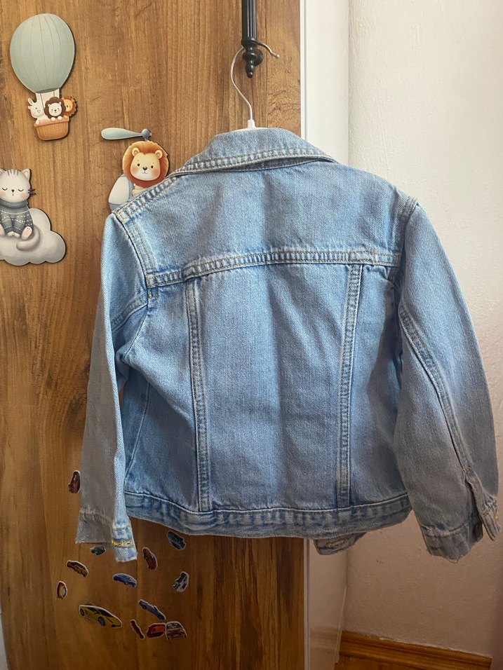 Nakışlı Mavi Kız Çocuk Denim Ceket - Görsel 3