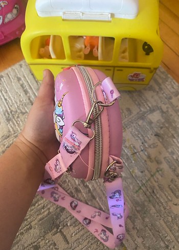 Unicorn Baskılı Pembe Bohem Kız Çantası - Görsel 4