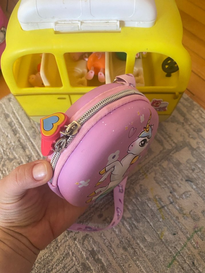 Unicorn Baskılı Pembe Bohem Kız Çantası - Görsel 3