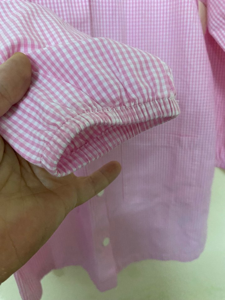 Pembe Beyaz Yaka Düğmeli Kız gömlek elbise - Görsel 3