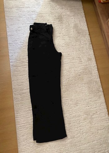Zara Düğmeli Siyah Keten Kadın Pantolon