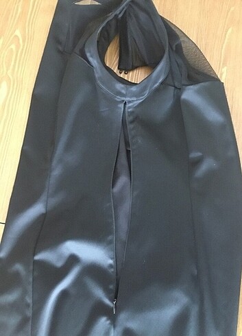 Siyah saten kısa elbise - Görsel 5
