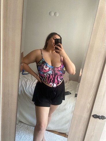 Askılı renkli crop ince