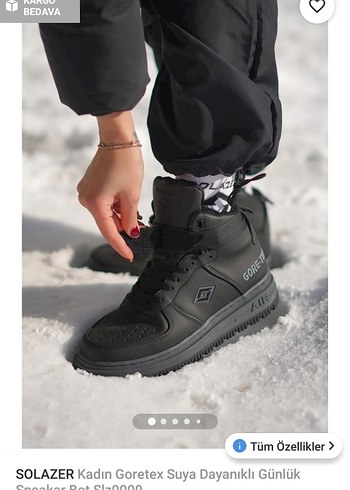 SOLAZER Siyah Kadın Goretex Günlük Sneakers