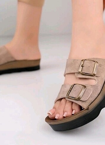 Birkenstock Kalın taban sıfır terlik bej