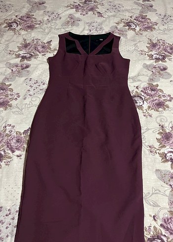 Bordo diz boyu Kolsuz Abiye Elbise