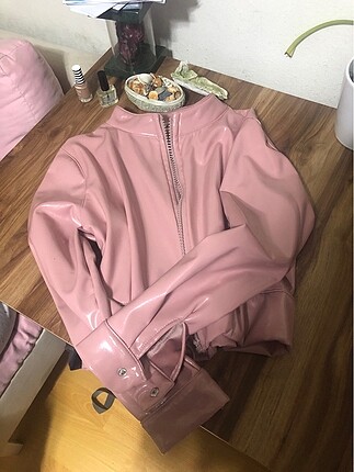 Topshop Pembe deri ceket