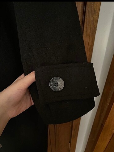 m Beden siyah Renk Kadın Siyah Oversize Kaşe Kaban
