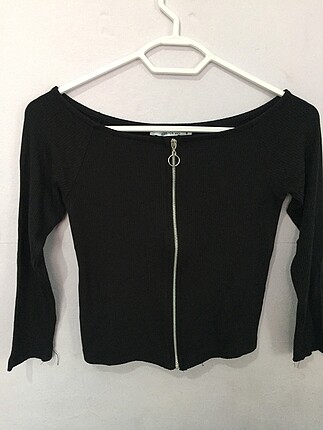Fermuarlı Crop bluz