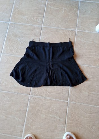 Diğer Siyah Pilili şortlu Mini Etek