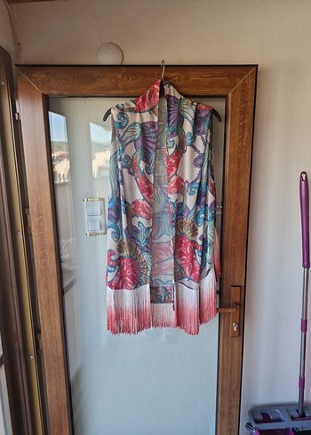 Bohem Çok Renkli Uzun Kolsuz Kimono