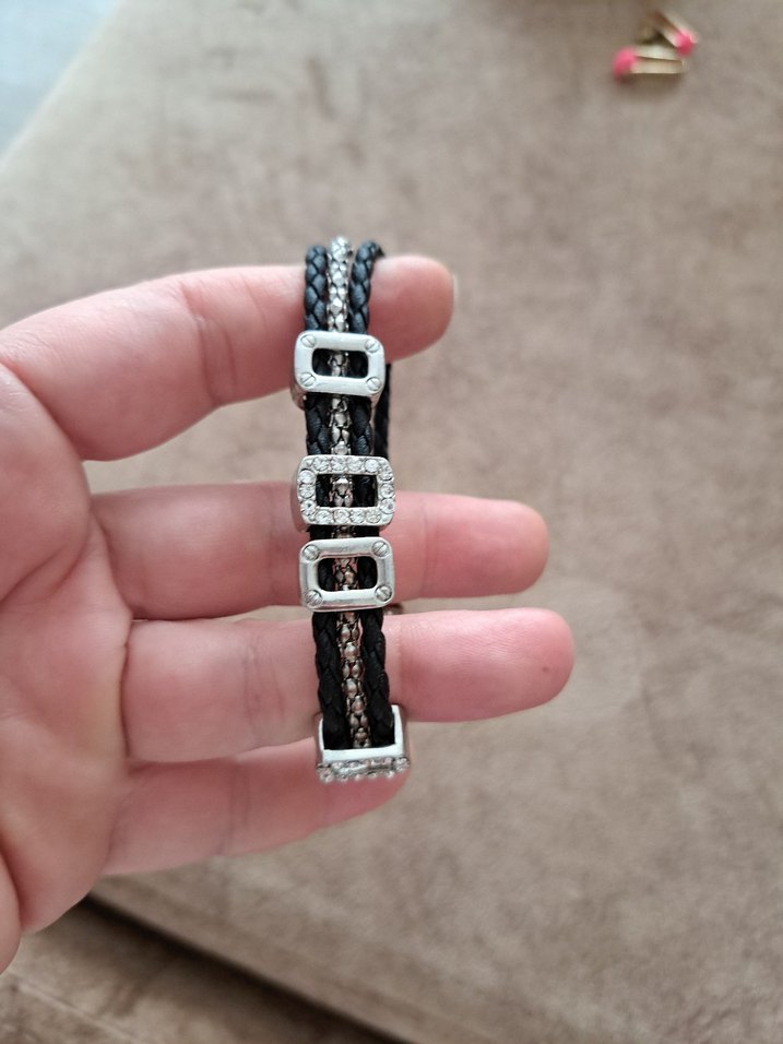 Tokalı Yılan Desenli Siyah Bileklik - Görsel 3