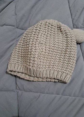 Gri Nakışlı Örgü Çocuk Bere - Görsel 4