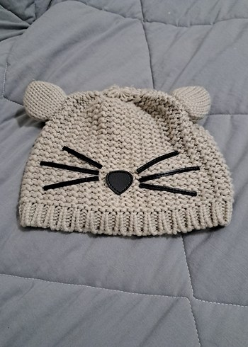 Gri Nakışlı Örgü Çocuk Bere - Görsel 3