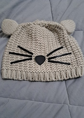 Gri Nakışlı Örgü Çocuk Bere - Görsel 2