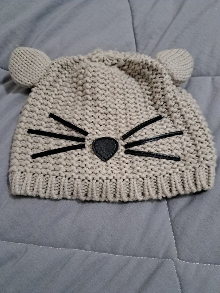 Gri Nakışlı Örgü Çocuk Bere - Görsel 2