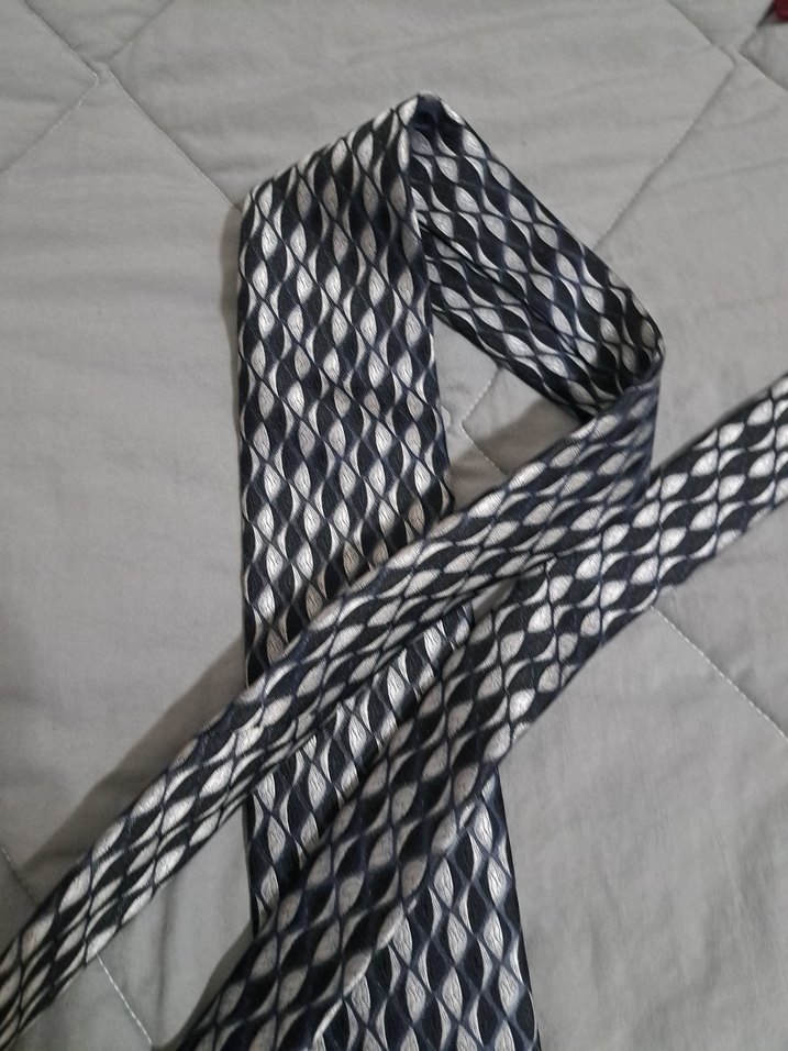 Gri Geometrik Desenli Erkek Kravat - Görsel 3