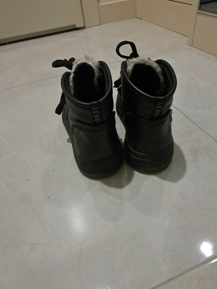 AERO Siyah deri  Kürklü Kadın Bot - Görsel 3