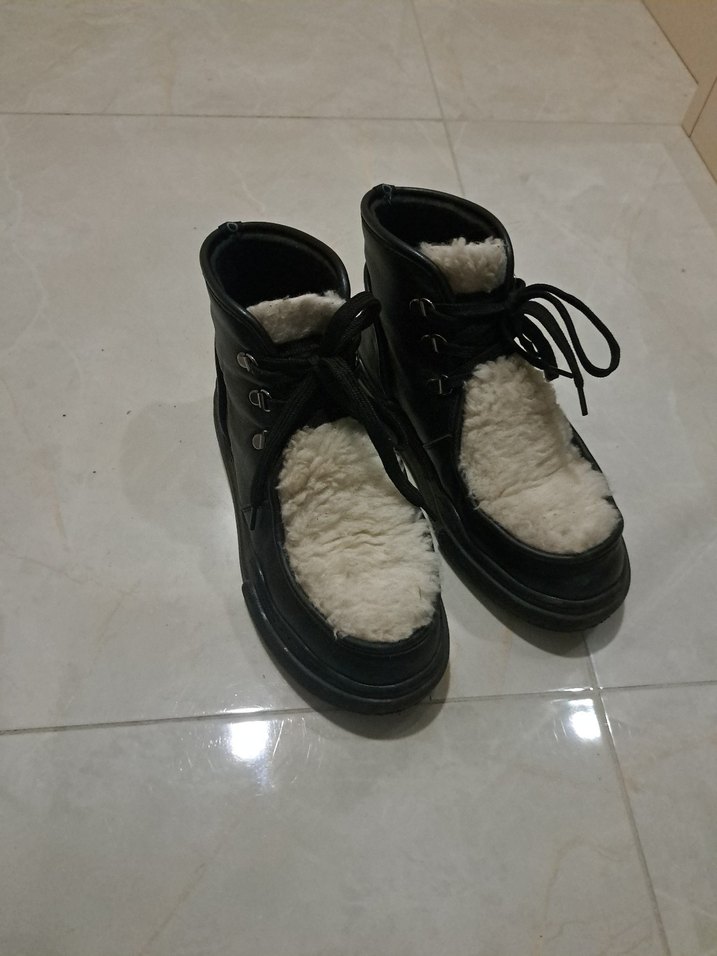 AERO Siyah deri  Kürklü Kadın Bot - Görsel 2