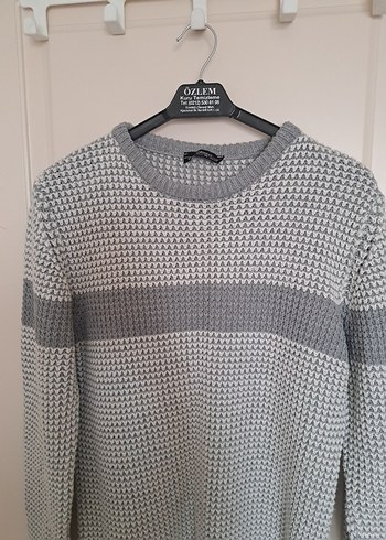 Gri Örgü Erkek Sweatshirt Uzun Kollu - Görsel 2