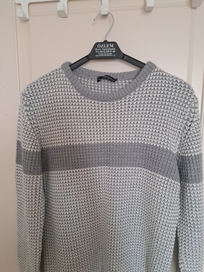 Gri Örgü Erkek Sweatshirt Uzun Kollu - Görsel 2