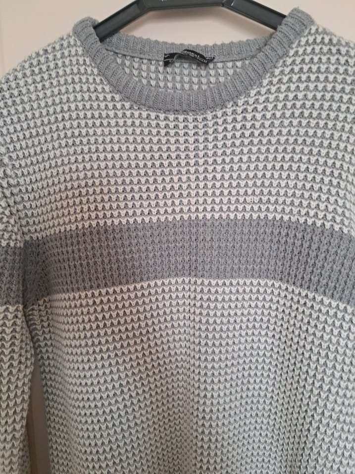 Gri Örgü Erkek Sweatshirt Uzun Kollu - Görsel 4