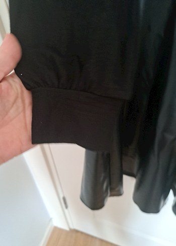 Deri Midi Siyah Kadın Elbise - Görsel 4