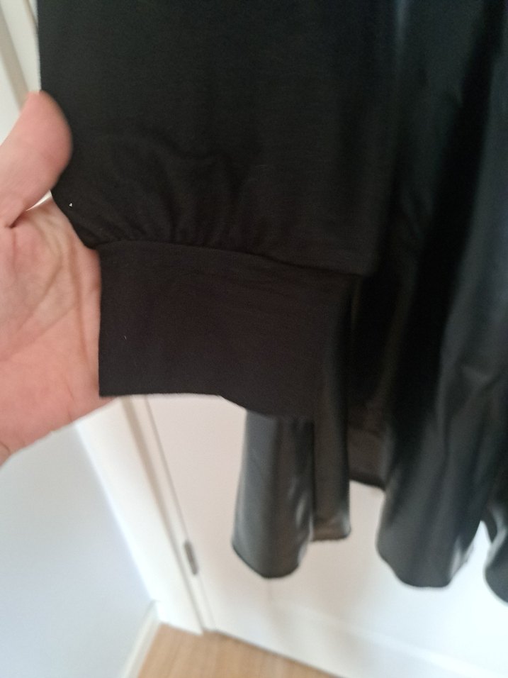 Deri Midi Siyah Kadın Elbise - Görsel 4