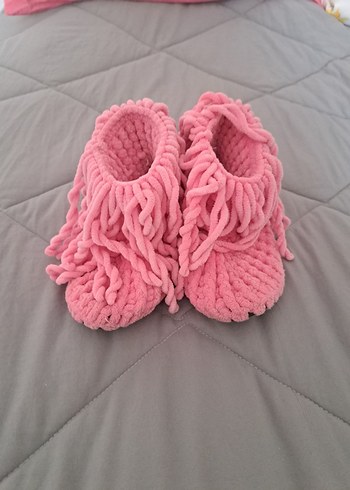 Kızlar için Pembe Örgü Bohem Sıcak Terlik - Görsel 3