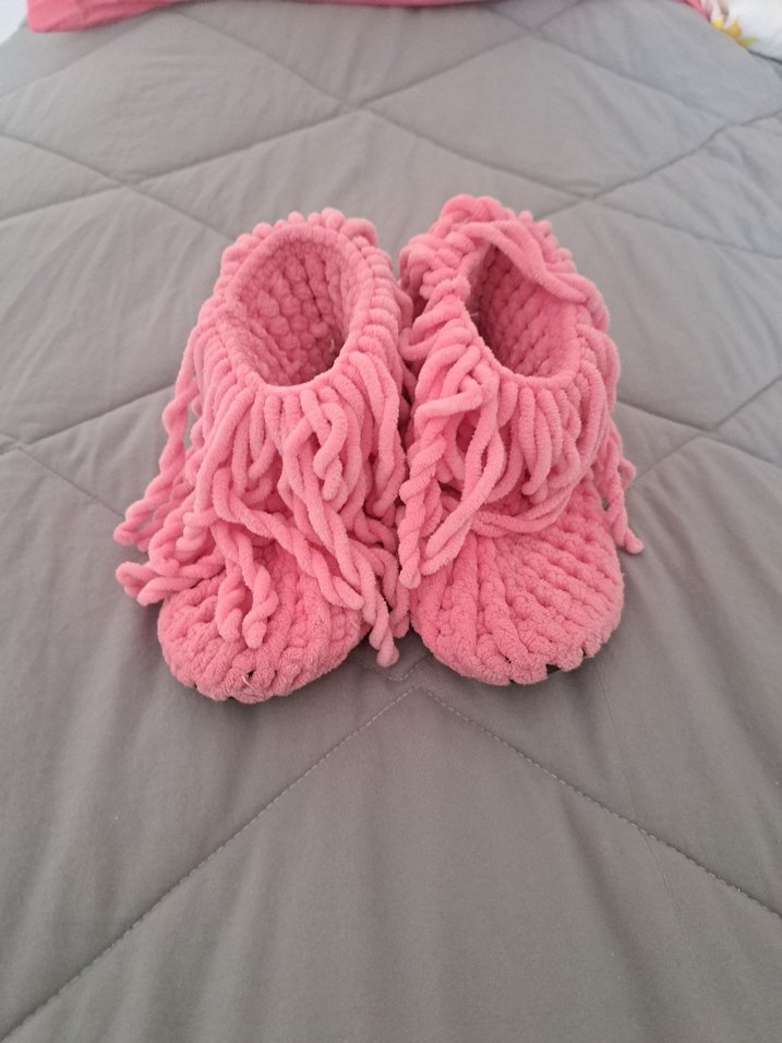 Kızlar için Pembe Örgü Bohem Sıcak Terlik - Görsel 3