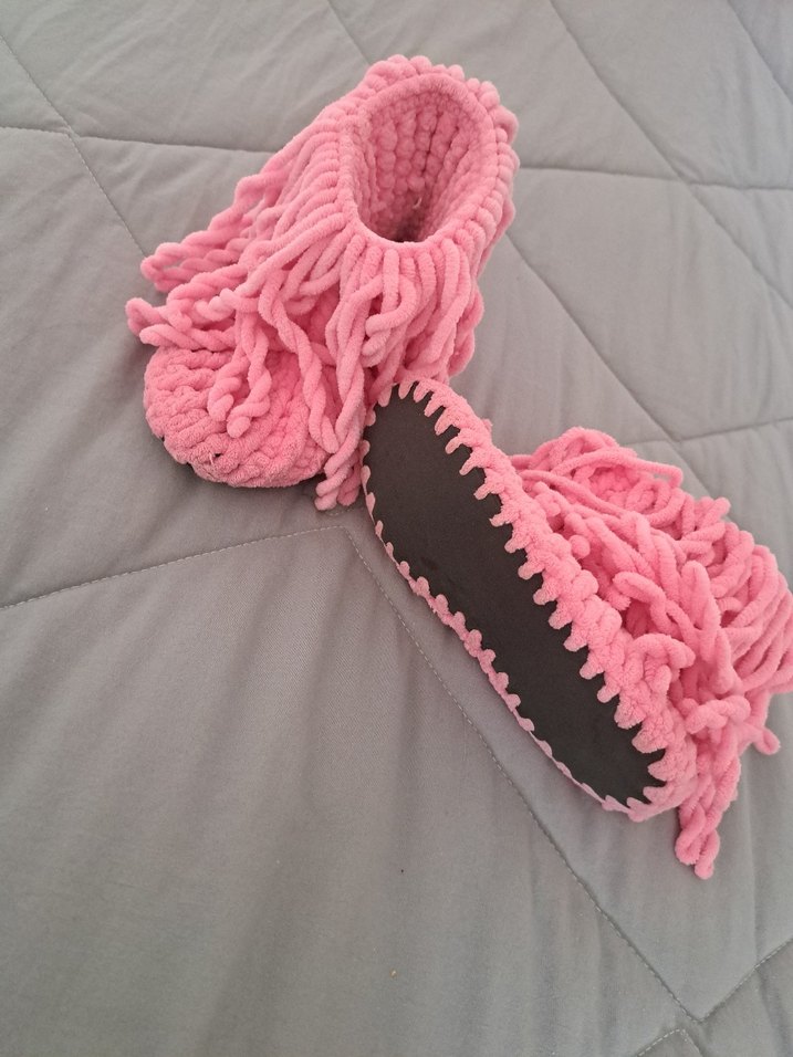 Kızlar için Pembe Örgü Bohem Sıcak Terlik - Görsel 4