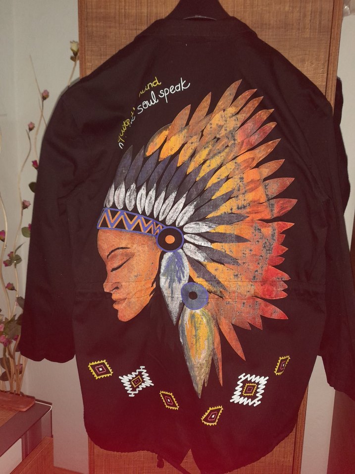 Bohem Siyah Baskılı Uzun Kollu Hamile Ceketi - Görsel 4