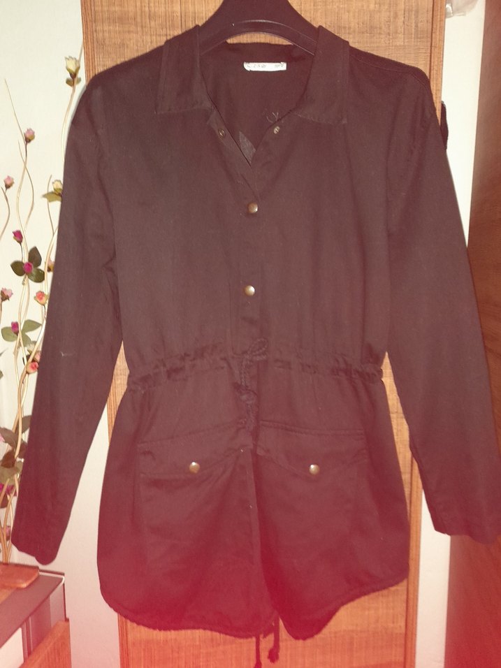 Bohem Siyah Baskılı Uzun Kollu Hamile Ceketi - Görsel 2