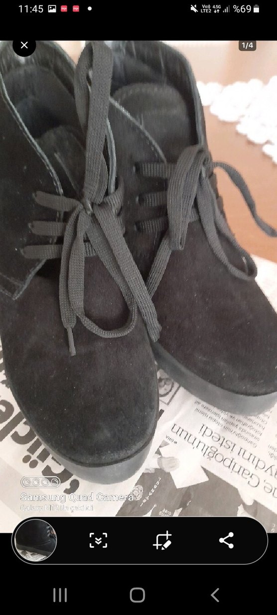 Siyah Süet Kadın Dolgu Topuk Bot - Görsel 2