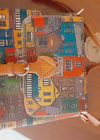 Renkli Baskılı Deri Bohem Kadın Çanta - Görsel 2