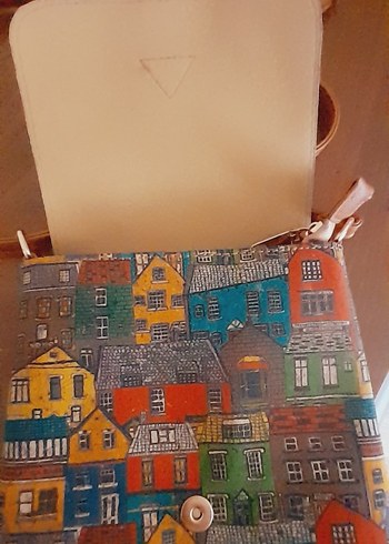 Renkli Baskılı Deri Bohem Kadın Çanta - Görsel 6