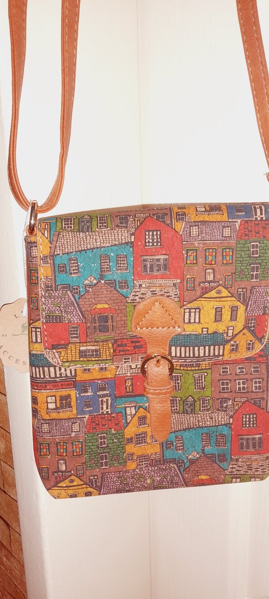 Renkli Baskılı Deri Bohem Kadın Çanta - Görsel 5