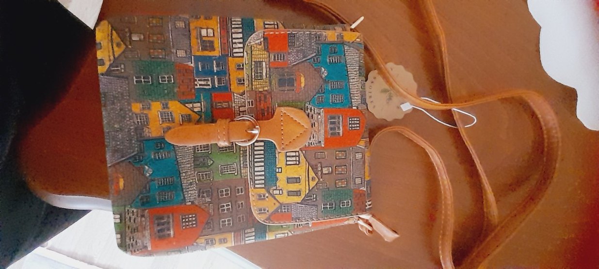 Renkli Baskılı Deri Bohem Kadın Çanta - Görsel 2