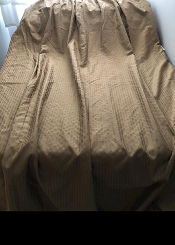 Bej Düz Perde 110 cm  en 255 boy ölçüleri 2 parça - Görsel 2