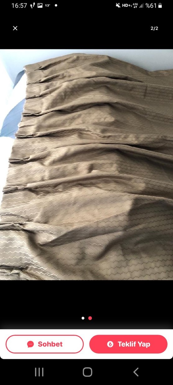 Bej Düz Perde 110 cm  en 255 boy ölçüleri 2 parça - Görsel 3