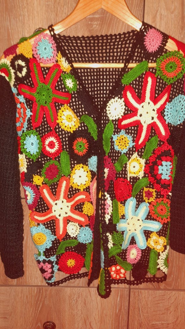 Renkli Örgü Bohem Kadın Hırka - Görsel 2