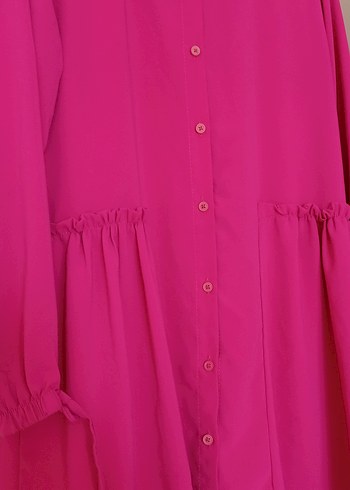 LC Waikiki Pembe Düğmeli Midi Kadın Tunik
